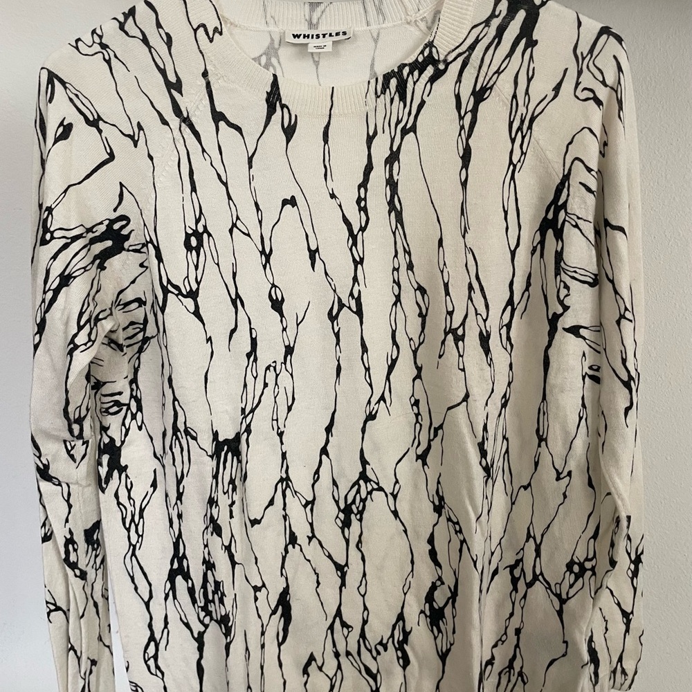 Whistles cream and black marbled pattern sweater, US 10
